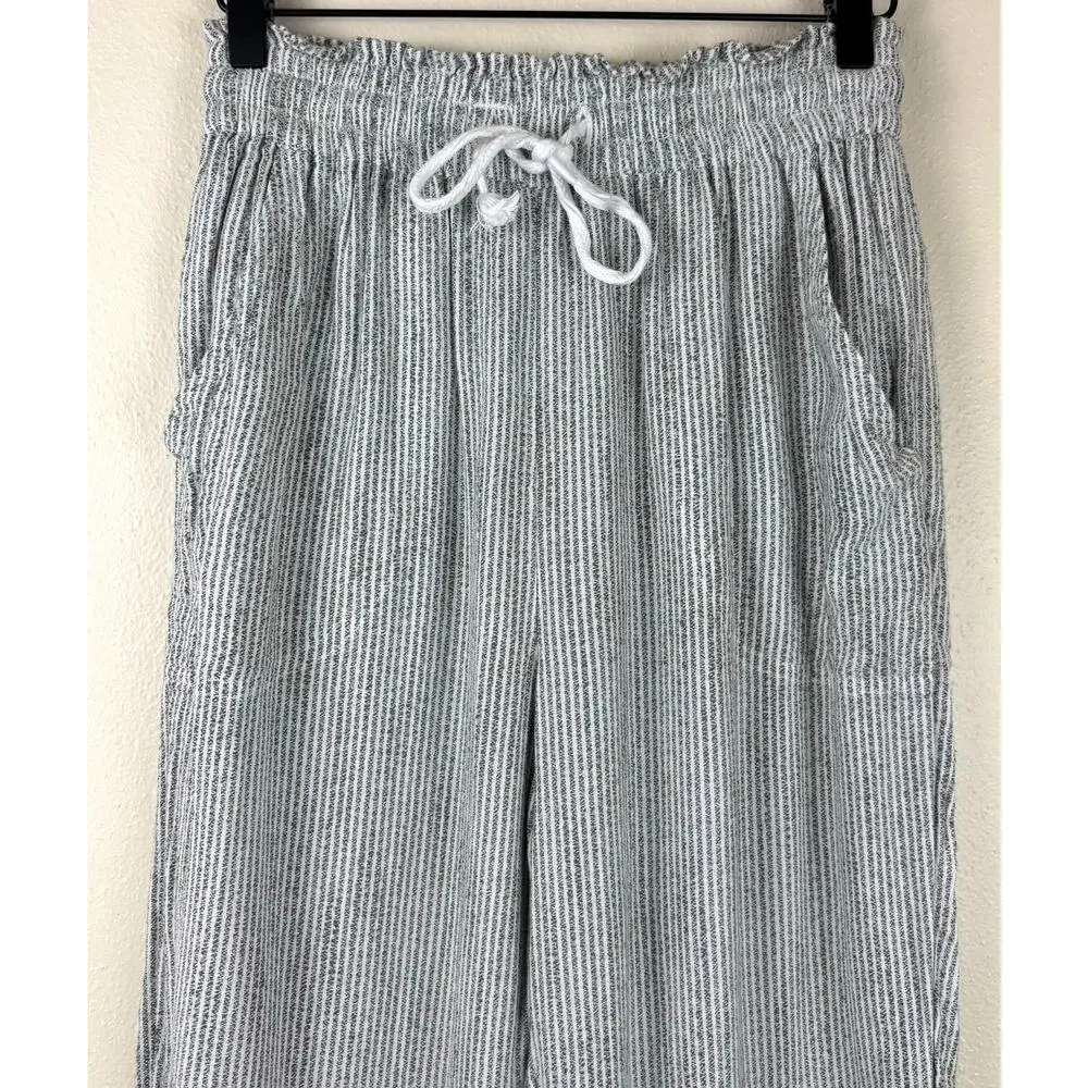 Aerie Real Good Gauze High Waisted Pant Size Small Pinstripe Blue & White - Picture 8 of 13